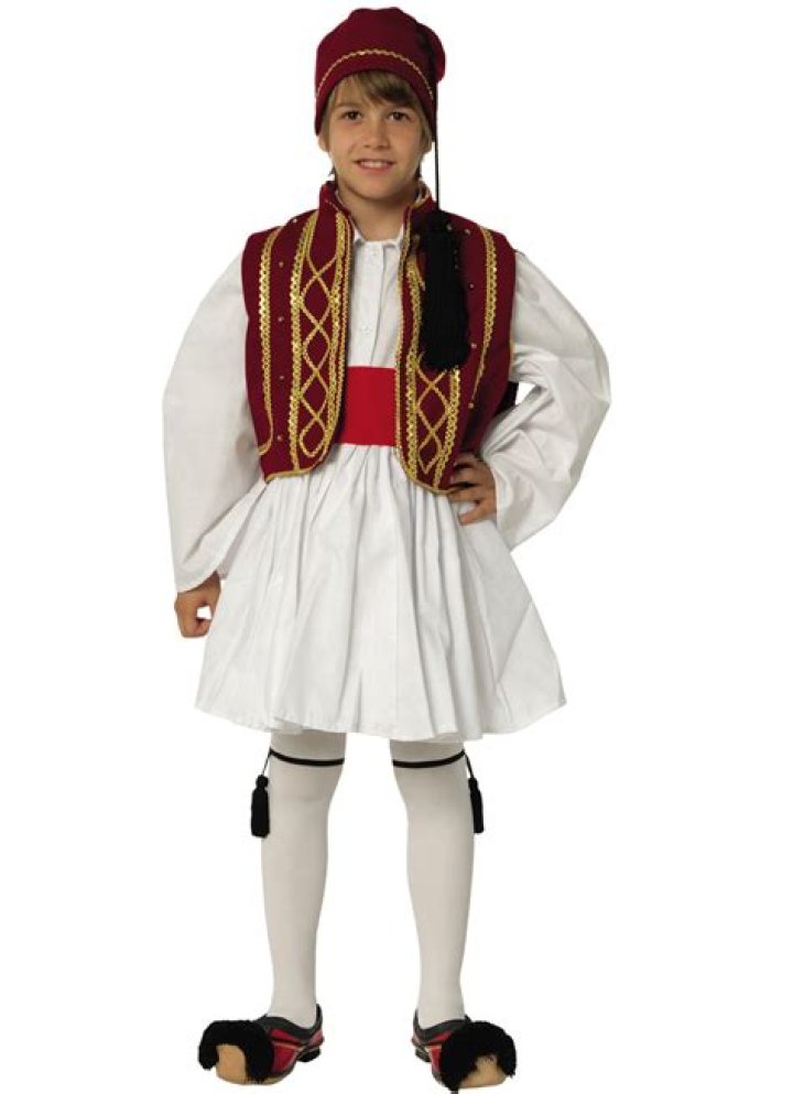 Greek Costume Tsolias Boy Bordeau-Gold — Blessed Celebration
