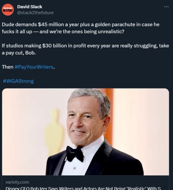 ‘There’s a level of expectation that they have that is just not realistic’: Disney CEO Bob Iger blasts strike demands as irresponsible